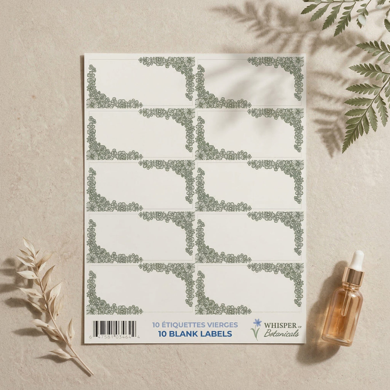 Whisper of Botanicals - 10 Blank Labels